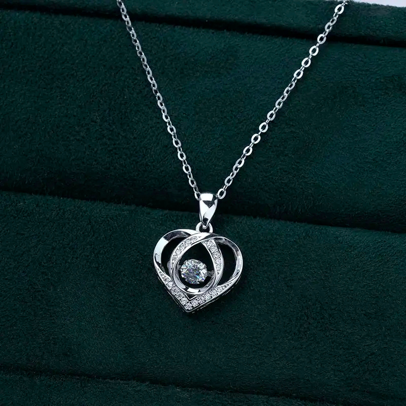 Lovely Heart Style Moissanite Pendant Necklace