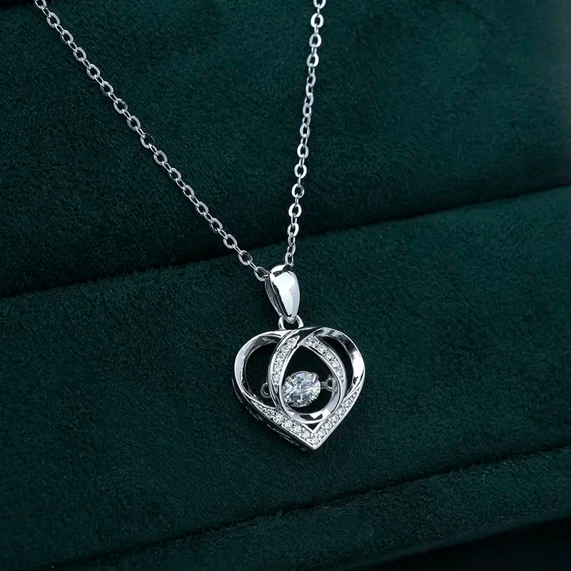 Lovely Heart Style Moissanite Pendant Necklace