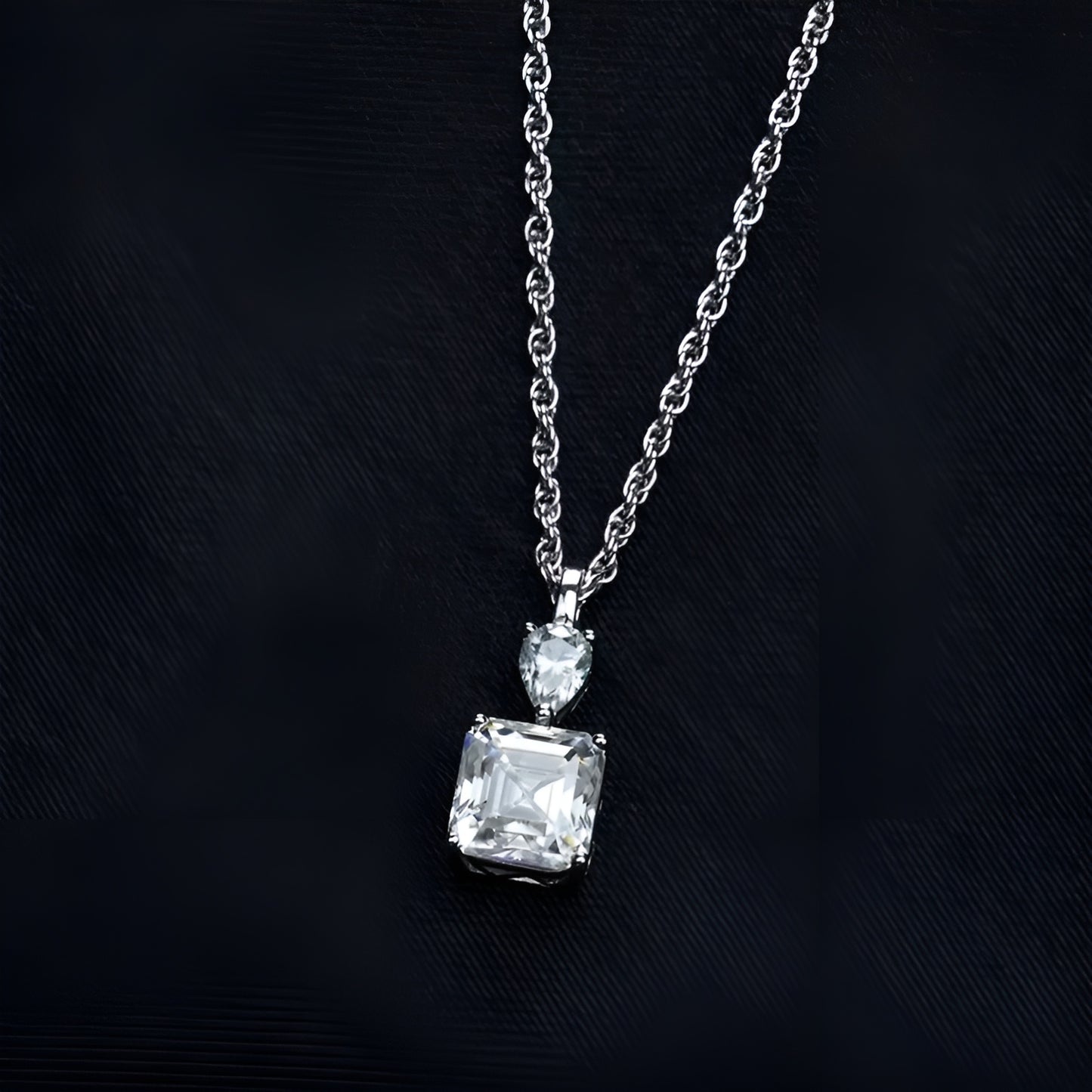 Asscher Cut Moissanite Pendant Necklace