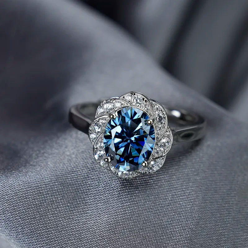 Oval Cut Sapphire Moissanite Ring
