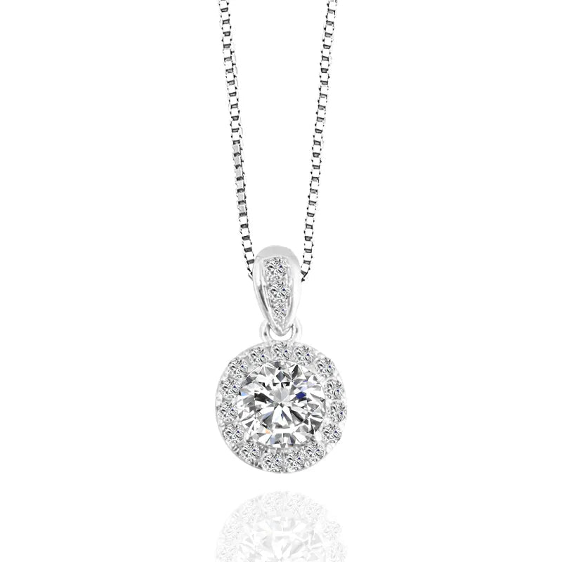 Halo Moissanite Pendant Necklace