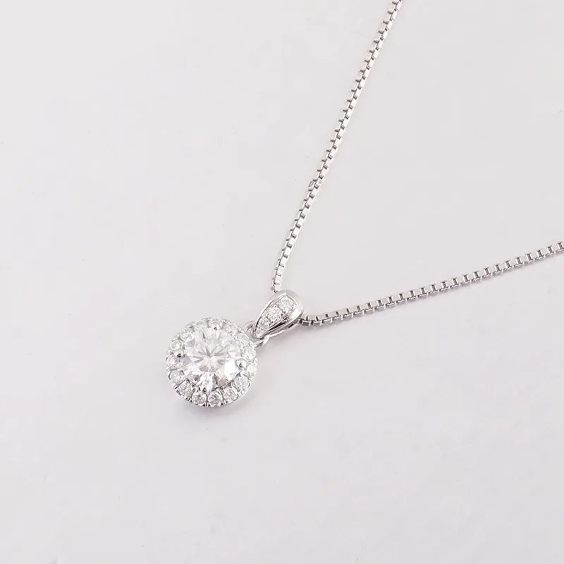 Halo Moissanite Pendant Necklace