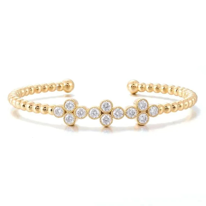 Three Quatrefoil Bujukan Bead Cuff Bracelet