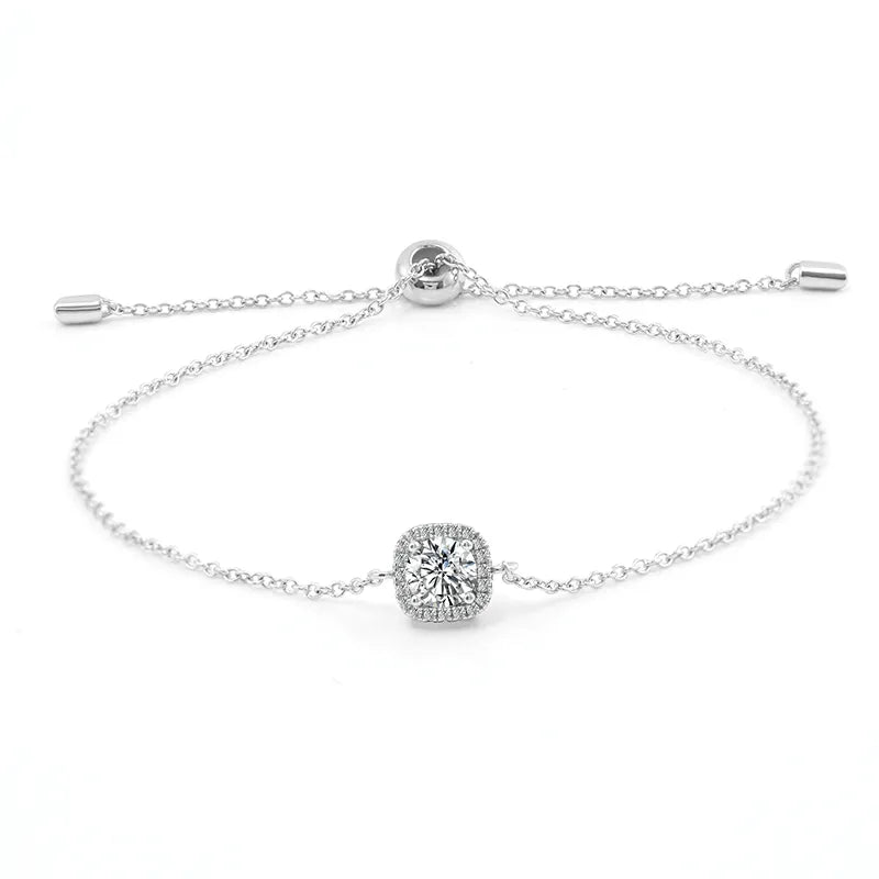 Cushion Halo Pendant Moissanite Bracelet