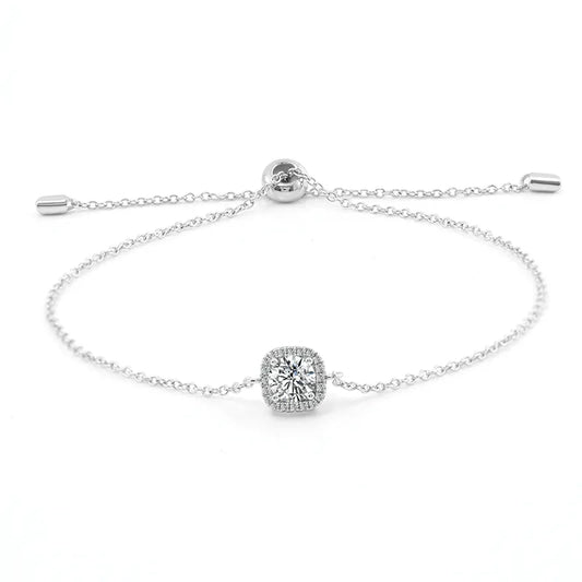 Cushion Halo Pendant Moissanite Bracelet