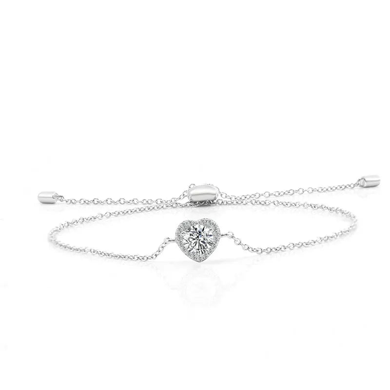 Heart Pendant Moissanite Bracelet