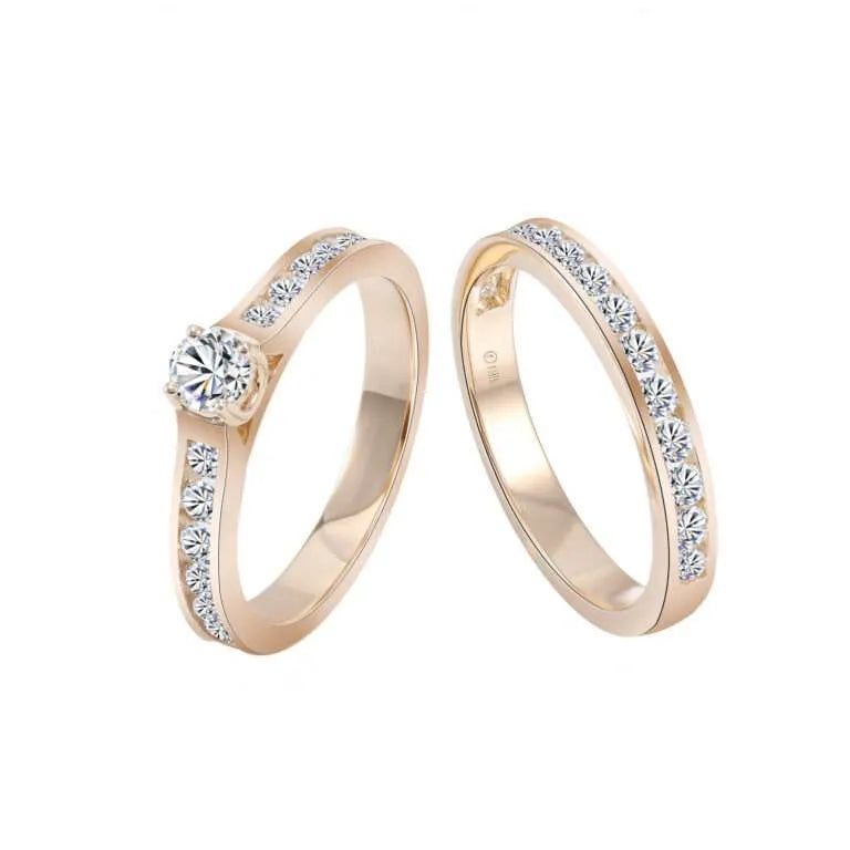 Dual Band Channel Moissanite Ring Set