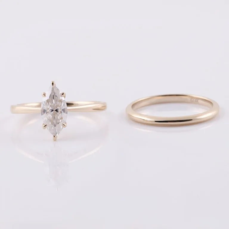 Marquise-Shape Moissanite Ring Set