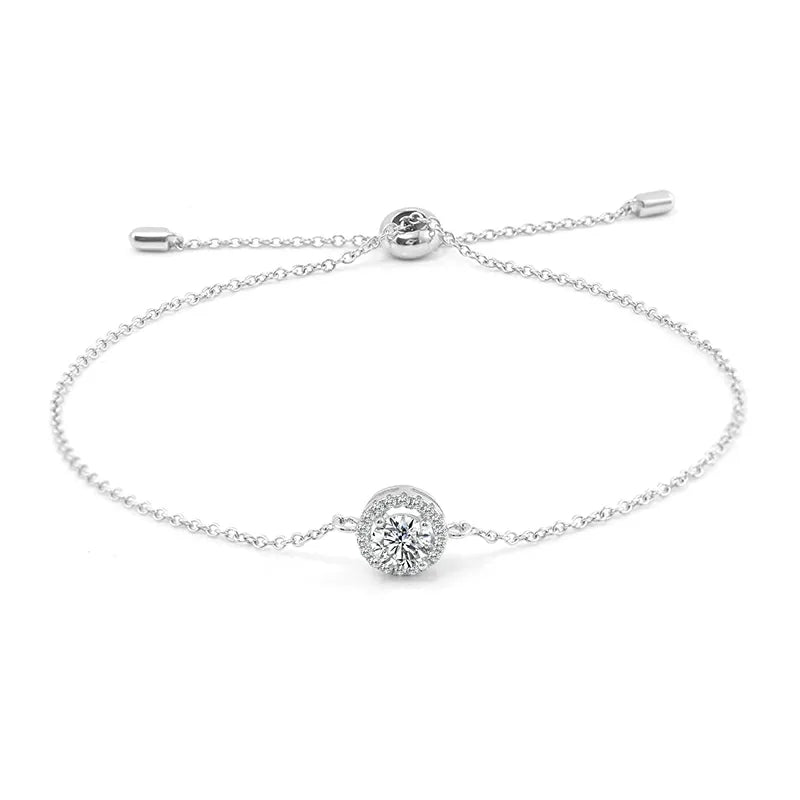 Halo Pendant Moissanite Bracelet