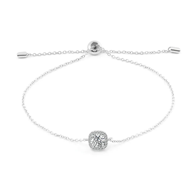 Cushion Halo Pendant Moissanite Bracelet