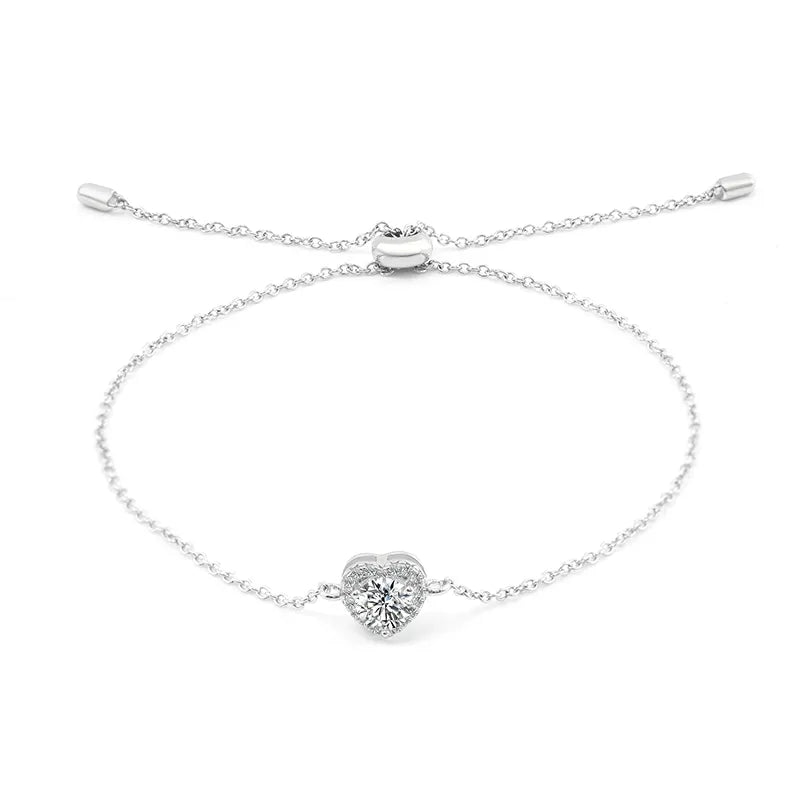 Heart Pendant Moissanite Bracelet