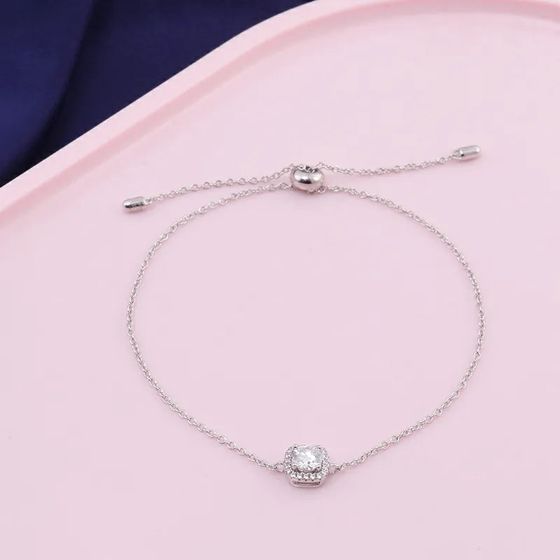 Cushion Halo Pendant Moissanite Bracelet