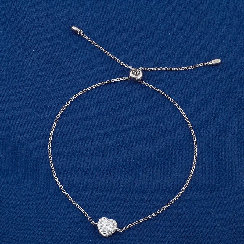 Heart Pendant Moissanite Bracelet