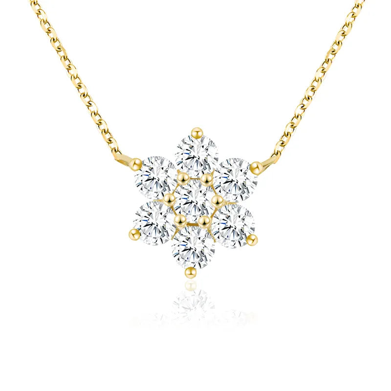 6-Petal Flower Moissanite Pendant Necklace