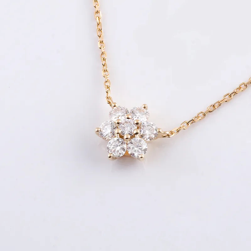 6-Petal Flower Moissanite Pendant Necklace