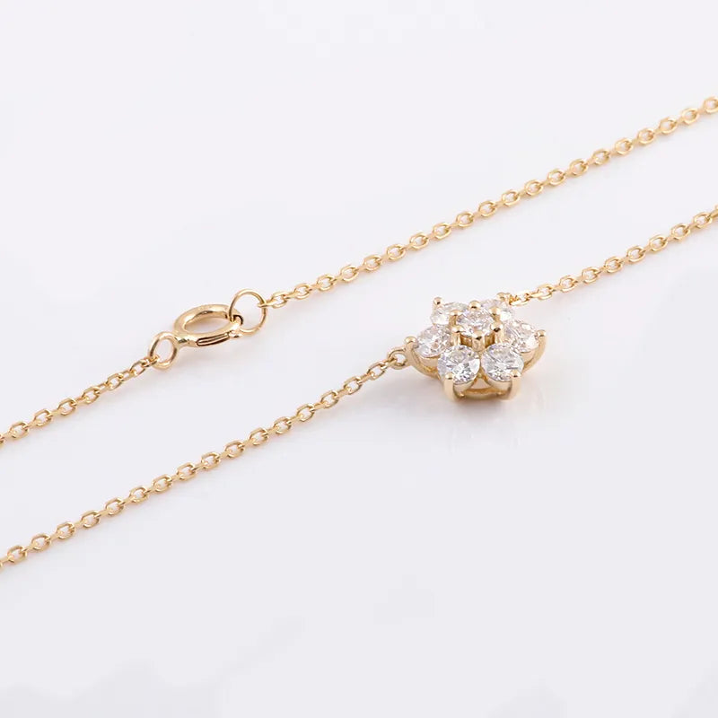 6-Petal Flower Moissanite Pendant Necklace