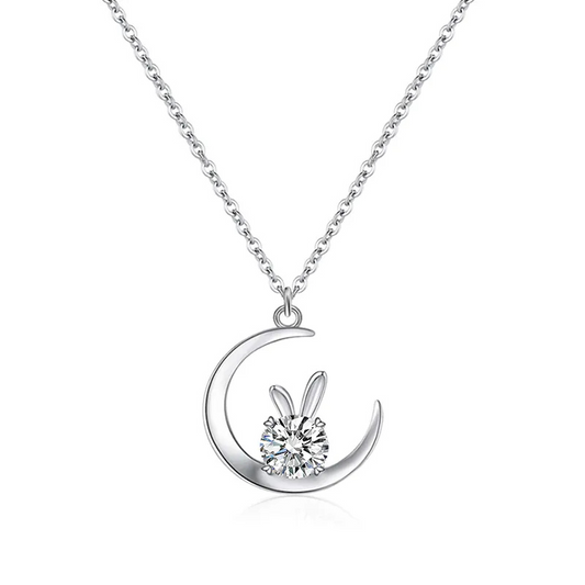 Moon Rabbit Moissanite Pendant Necklace