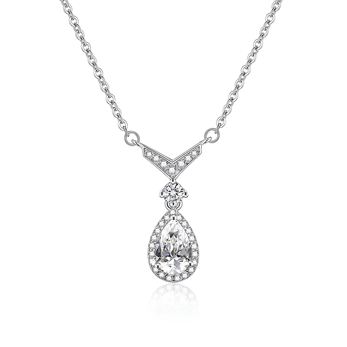Tear Drop Style Moissanite Pendant Necklace