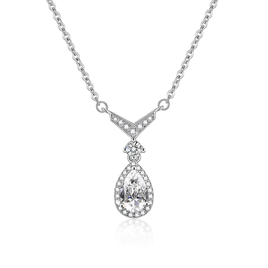 Tear Drop Style Moissanite Pendant Necklace