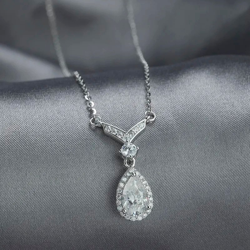 Tear Drop Style Moissanite Pendant Necklace