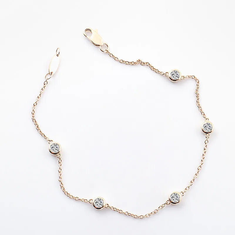 Five Round Moissanite Bezel Set Bracelet