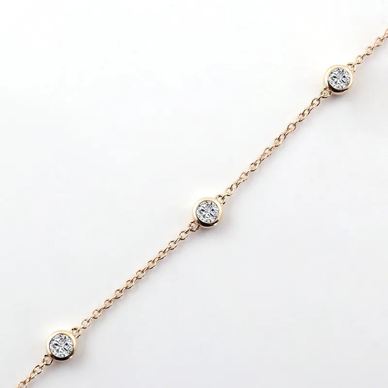 Five Round Moissanite Bezel Set Bracelet