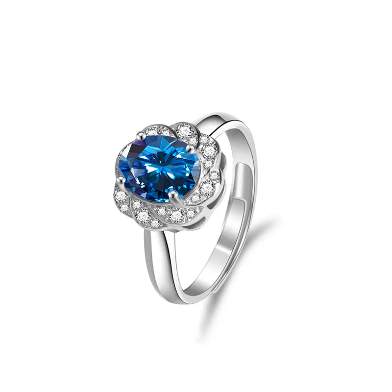 Oval Cut Sapphire Moissanite Ring
