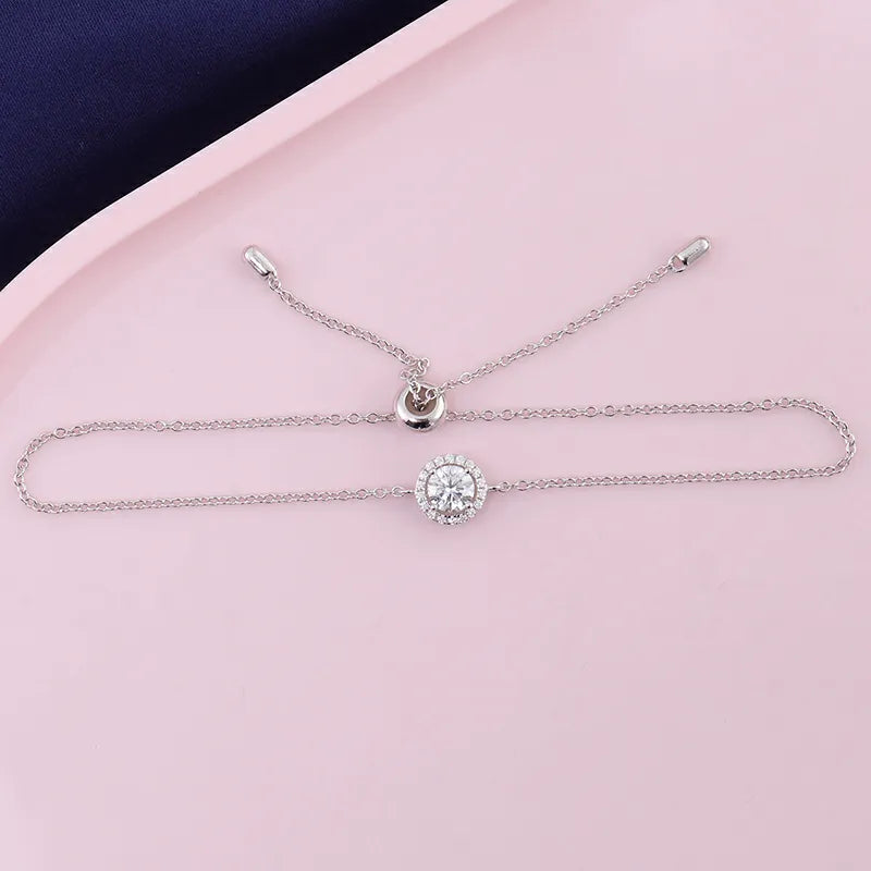 Halo Pendant Moissanite Bracelet