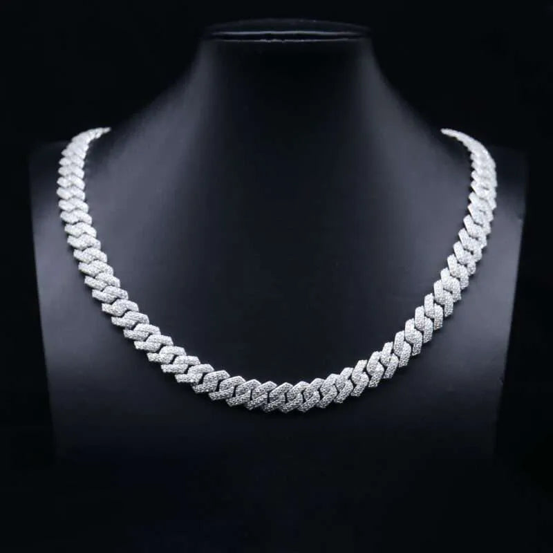 Kalung Moissanite Cuban Link Miami 12MM yang Ditinggikan